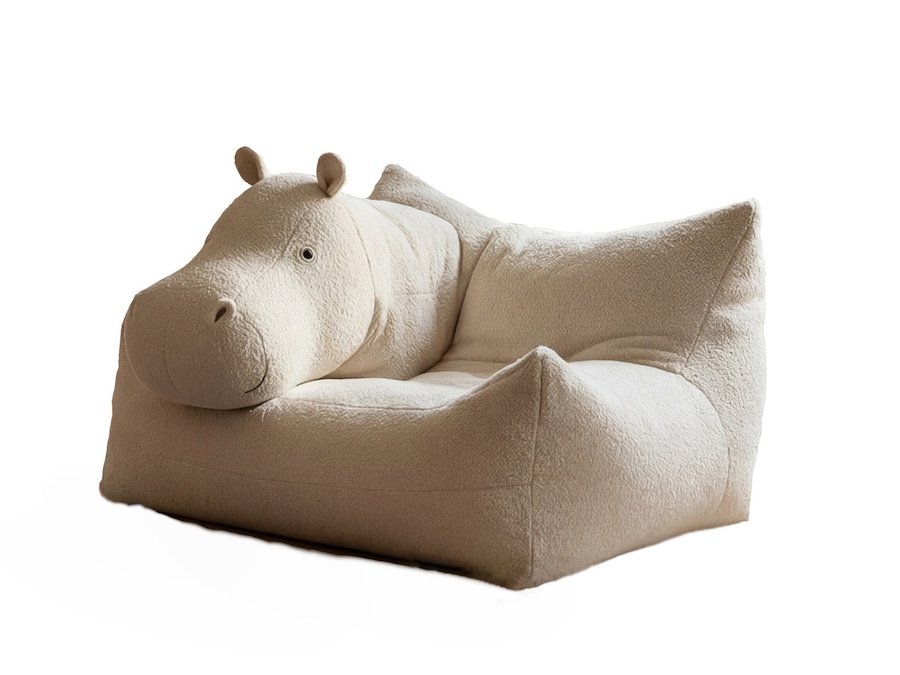 Vitale Barberis Canonico per Dragons of Walton. Mini divano da bambino Hippo, morbido e avvolgente rivestito con la flanella cardata del lanificio biellese