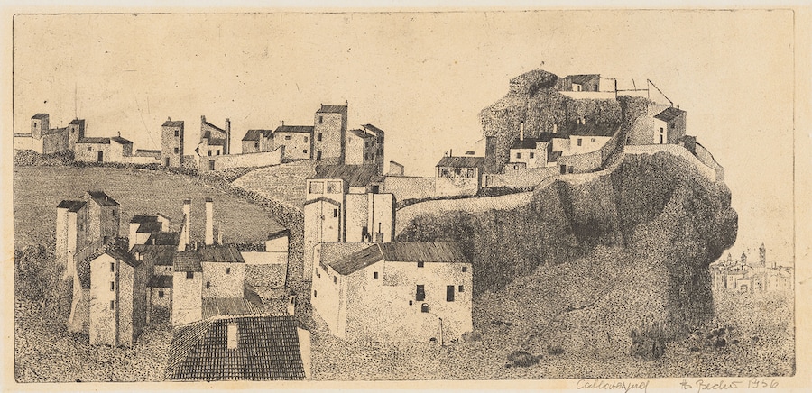 Autore: Bernd Becher Titolo: Calatayud #: PSD-BHB-2024-109 Anno: 2011 Tecnica: Acquatinta su carta fatta a mano (Copyright: Estate Bernd & Hilla Becher, rappresentato da Max Becher Courtesy Die Photographische Sammlung/SK Stiftung Kultur – Bernd & Hilla Becher Archiv, Colonia)