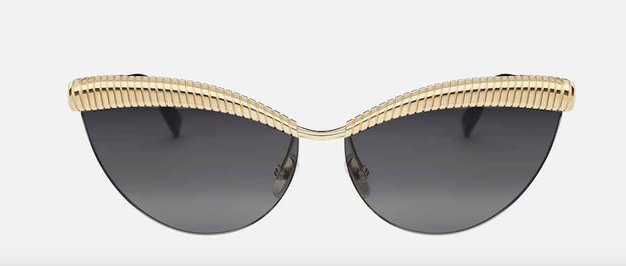 Bulgari. Occhiali cat-eye con montatura in metallo a disegno Tubogas