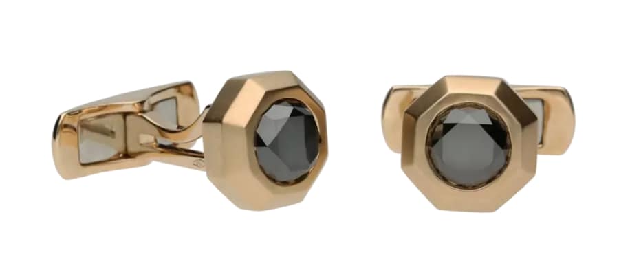 Bartorelli 1882. Octagon, in oro rosa sabbiato con diamanti neri