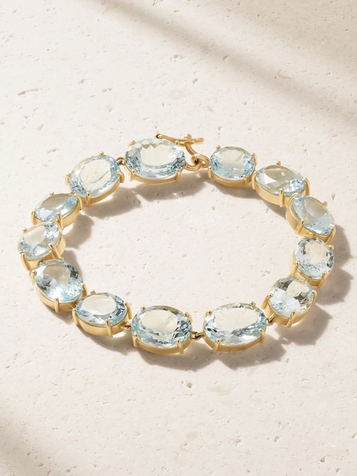 Irene Neuwirth. Bracciale pezzo unico con acquamarine di tagli diversi incastonate in oro giallo