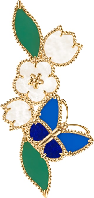 Van Cleef & Arpels. Spilla Lucky Spring Butterfly, in oro giallo, lapislazzuli, agata, madreperla