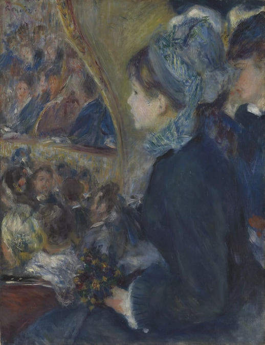 Auguste Renoir (1841-1919), Al teatro (La prima uscita), 1876-1877, Olio su tela, 65 × 49,5 cm, Londra, The National Gallery, acquistato dal Courtauld Fund, 1923, NG3859. (Immagine copyright The National Gallery, Londra. Tutti i diritti riservati.)