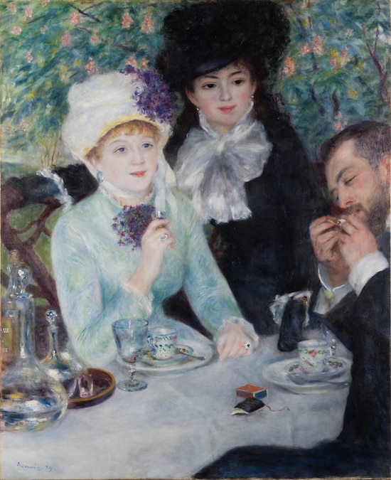 Auguste Renoir (1841-1919), Fine del pranzo, 1879, Olio su tela, 100,5 × 81,3 cm, Francoforte sul Meno, Städel Museum, acquisito nel 1910, SG 176 (Copyright foto: Immagine per gentile concessione dello Städel Museum, Francoforte sul Meno)