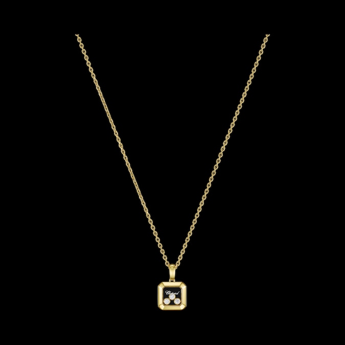 Chopard. Ciondolo Happy Diamonds Icons, in oro giallo etico e diamanti mobili nel case di cristallo