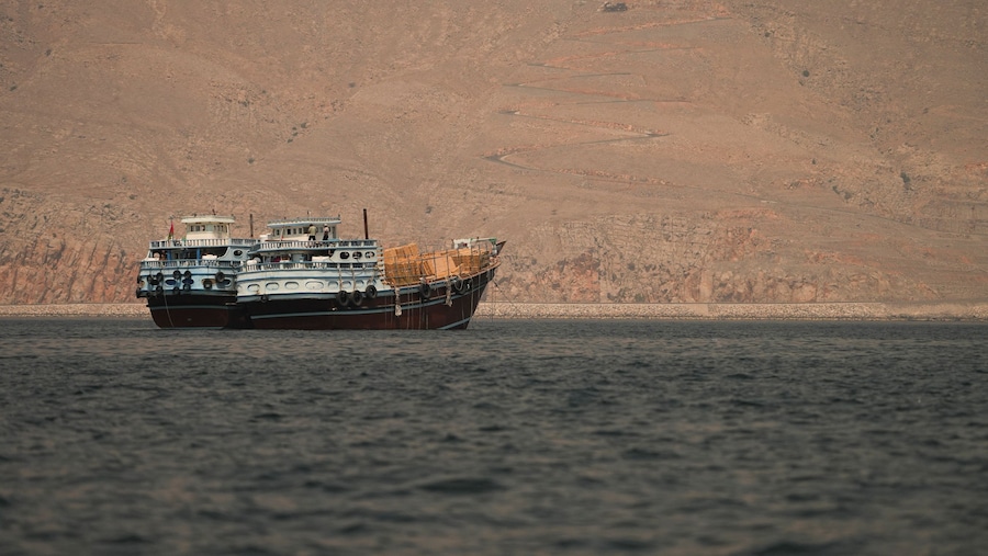 Navi nello Stretto di Hormuz, viste da Musandam, Oman, il 22 giugno 2026. (REUTERS)