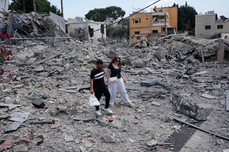 Un quartiere devastato nel villaggio di Maifadoun, nel Libano meridionale. (APN)