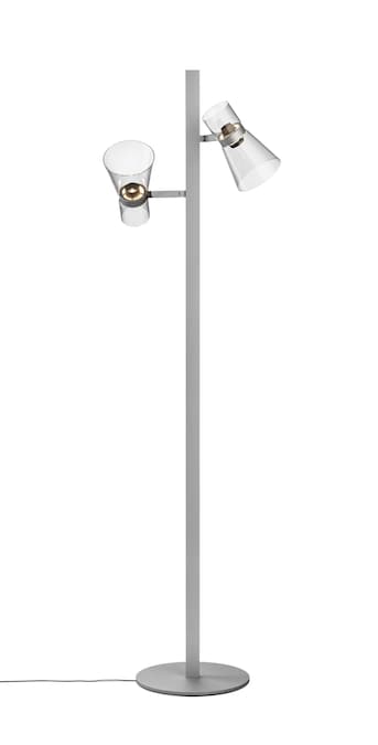 Lampada da terra Nocturne in estruso di alluminio con unità luminose in vetro, design Konstantin Grcic, FLOS (1.910 €).