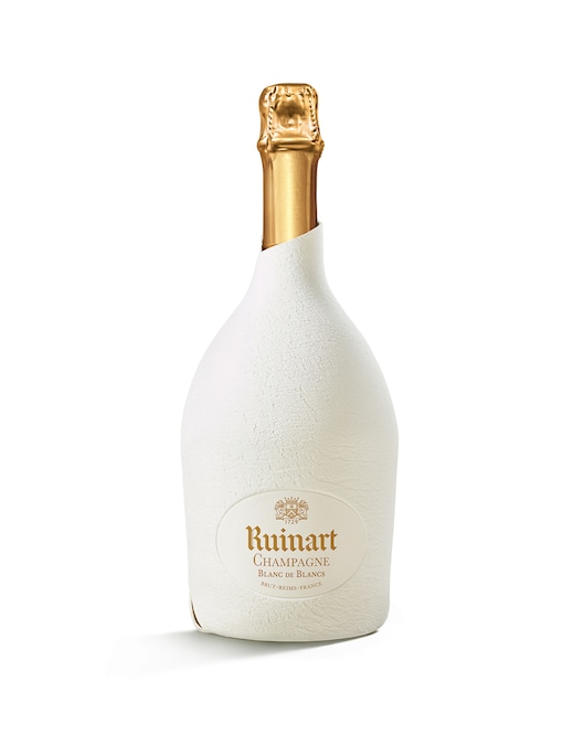 Champagne Blanc de Blancs con packaging second skin, RUINART (95 €).