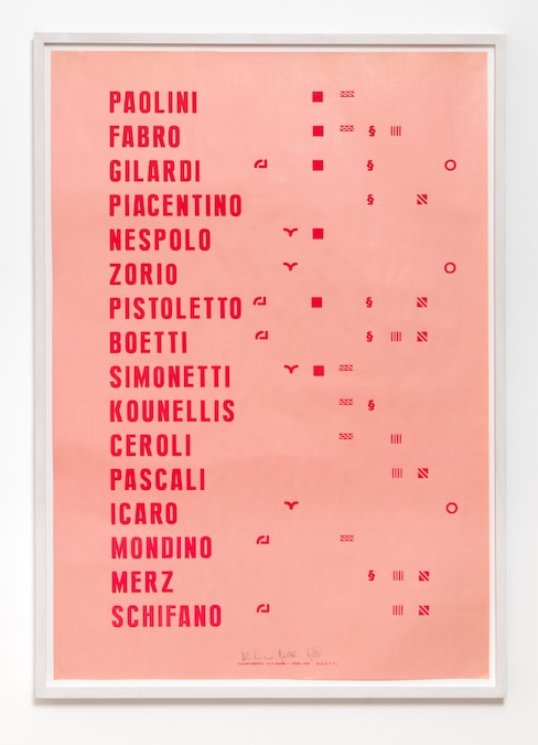 Manifesto, 1967-70 Offset print / stampa offset 100 x 70 cm. (39 3/8 x 27 1/2 in.) Cat Rais: n. 151, p. 178, vol I, (a. 3078) Courtesy of Ben Brown Fine Arts
