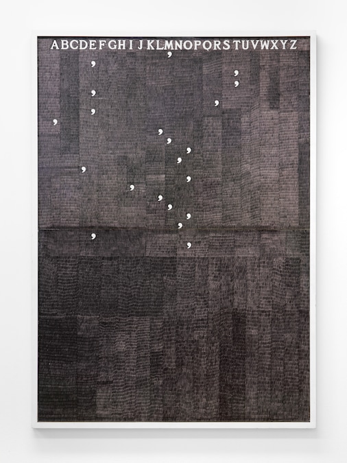 Mettere al mondo il mondo, 1973 Black ballpoint pen on paper laid down on canvas / penna biro nera su carta intelata 2 parts, 71 x 100 cm. (28 x 39 3/8 in.) each / 142 x 100 cm. (55 7/8 x 39 3/8 in.) total Cat Rais: n. 462, p. 84, vol II, (a. 301) Private collection / collezione privata