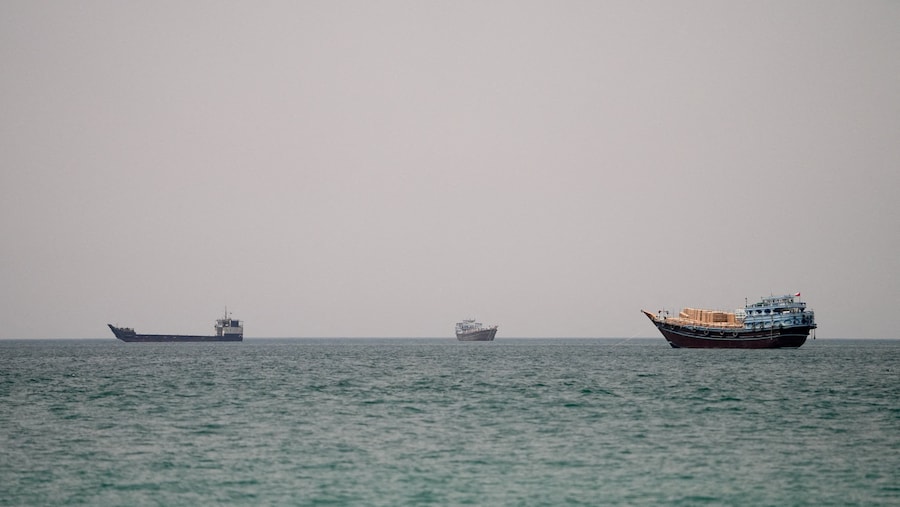 Navi nello Stretto di Hormuz, viste da Musandam, Oman. (REUTERS)