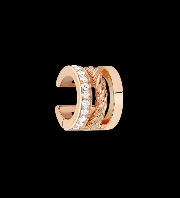 Fred. Orecchino a clip Force 10 Rise in oro rosa 18k con diamanti taglio brillante