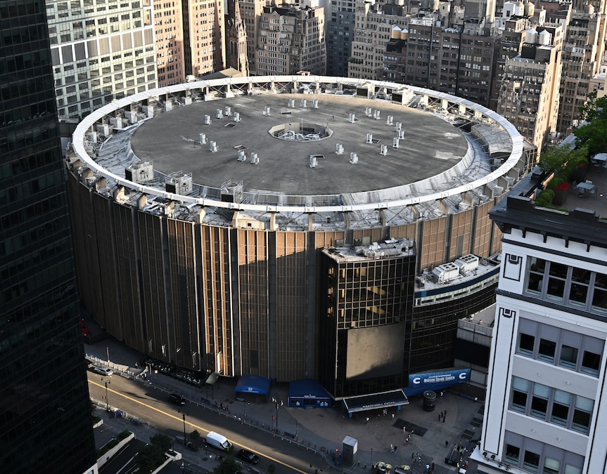 Una vista aerea del Madison Square Garden alla vigilia del matrimonio. (APN)