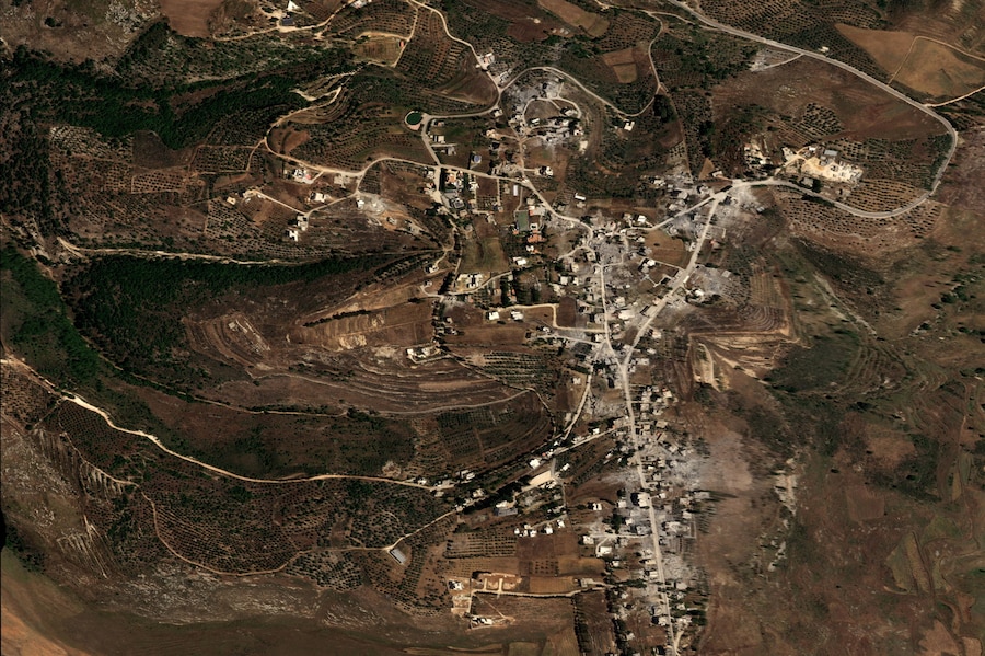 Un'immagine satellitare mostra il villaggio di Froun in Libano. Pléiades Neo © Airbus DS 2026/Foto fornita tramite REUTERS (via REUTERS)