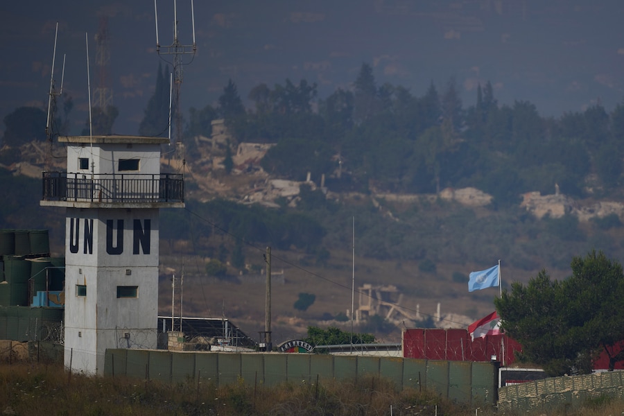 Una postazione delle Nazioni Unite nel Libano meridionale vista dal nord di Israele, domenica 28 giugno 2026. (Foto AP/Ohad Zwigenberg) (APN)