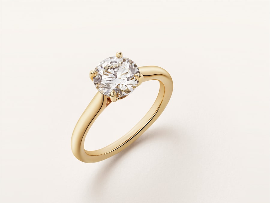 Cartier. Solitario 1895 in oro giallo con diamante taglio brillante (pietre disponibili da 0.23 carati in su)