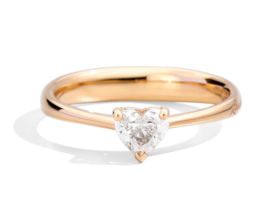 Recarlo. Solitario in oro giallo 18 e diamante naturale taglio brillante forma a cuore