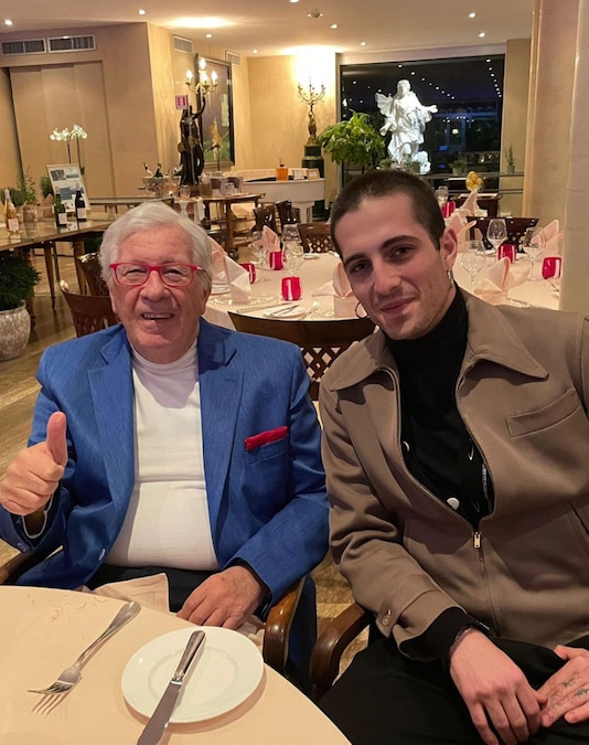 Peppino Di Capri e Damiano David a Bordighera, in occasione del Festival di Sanremo 2023. (ANSA/Ufficio stampa Peppino di Capri)