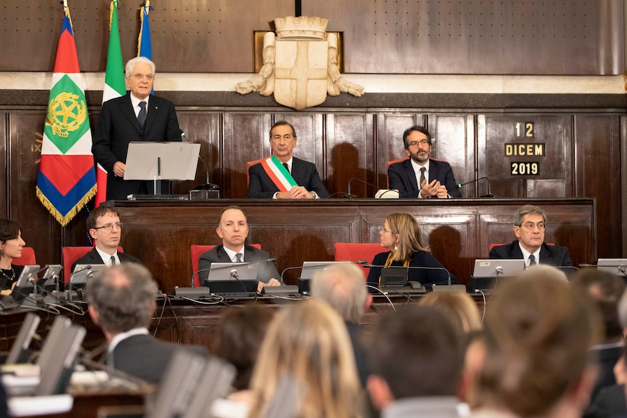 12 dicembre 2019 - Il Presidente della Repubblica Sergio Mattarella a Palazzo Marino di Milano, in occasione del 50° anniversario della strage di Piazza Fontana. (Foto di Francesco Ammendola - Ufficio per la Stampa e la Comunicazione della Presidenza della Repubblica)