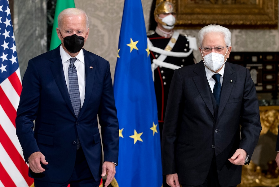 29 ottobre 2021 - Roma - Il presidente della Repubblica Sergio Mattarella e il presidente degli Stati Uniti d’America Joe Biden. (Ufficio Stampa della Presidenza della Repubblica)