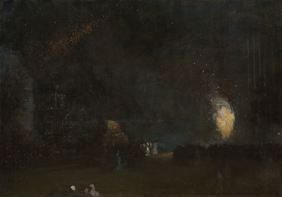 James McNeill Whistler, Nocturne: Black and Gold - The Fire Wheel. 1875-7. Tate. (Photo: Tate (Victoria Miller))