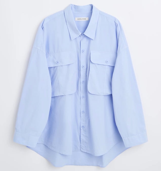 Sunflower. Camicia oversize in popeline di cotone tinto in capo, bottoni in corozo