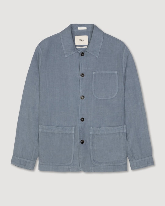 Altea. Giacca camicia con tasche applicate, lino e cotone effetto used