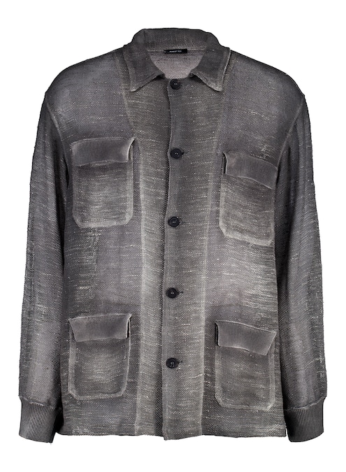 Avant Toi. Giacca cardigan in maglia tinta in capo con disegno trompe l’oeil
