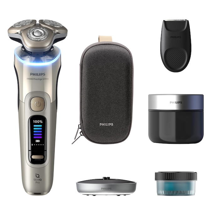 RADERSI NEXT GEN Massima precisione con il sistema Lift&Cut, che taglia i peli alla radice ed è efficace sulla ricrescita di un giorno come di una settimana. L’i9000 Prestige Ultra di Philips (da 379,99 €) integra sensori intelligenti che ne adattano la potenza, per scegliere tra cinque modalità di rasatura. Si usa su pelle asciutta o bagnata ed è sempre pronto grazie alla ricarica rapida di cinque minuti.