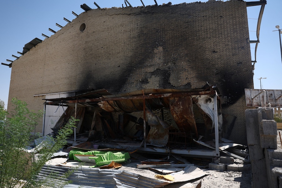 Il palazzetto dello sport di Lamerd, danneggiato da un attacco il 28 febbraio, a Lamerd, in Iran, il 12 settembre 2026. Majid Asgaripour/WANA (West Asia News Agency) via REUTERS (via REUTERS)