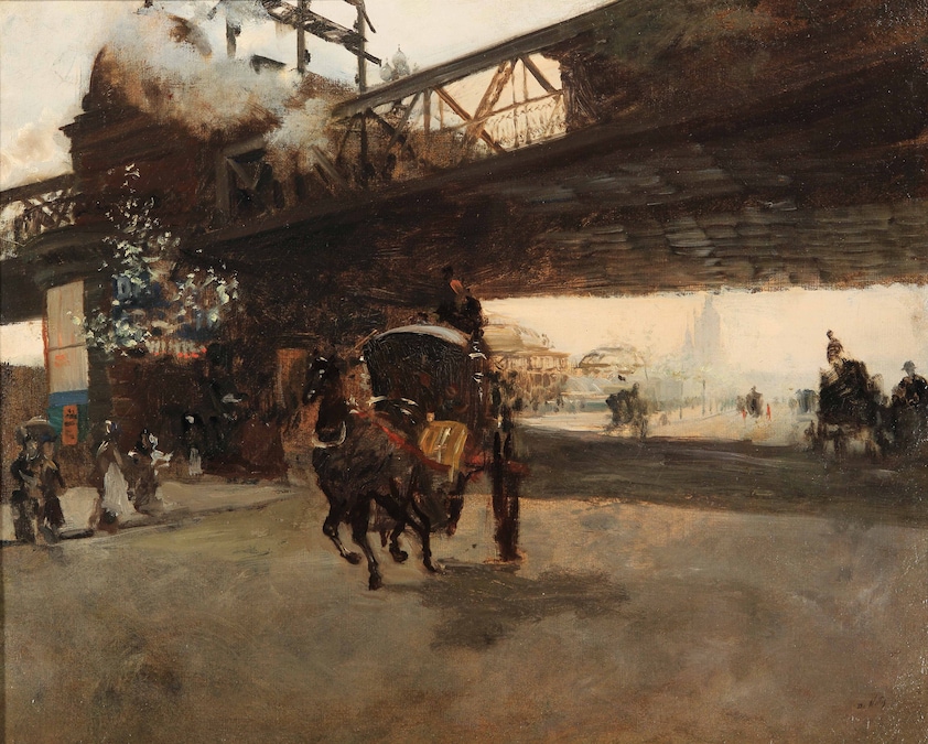 Sotto il ponte, olio su tela, cm 41 x 50, firmato in basso a destra da Giuseppe De Nittis (Barletta 1846 – Saint Germain en Laye, 1884) (Da Enrico Gallerie)