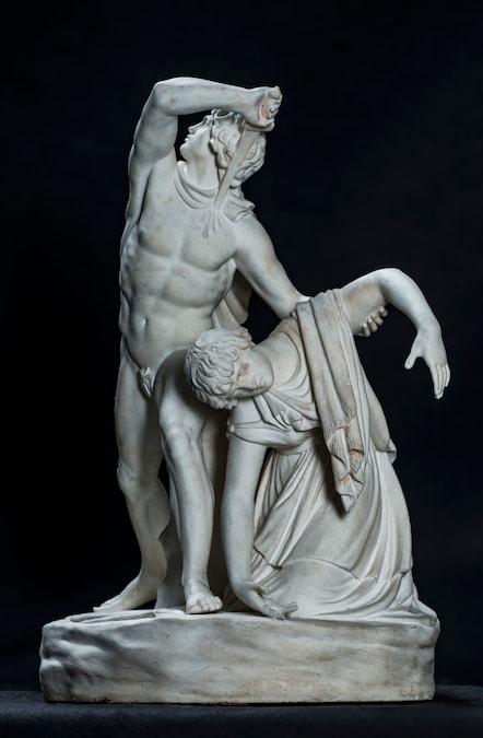 Real Fabbrica Ferdinandea, Filippo Tagliolini (Fogliano di Cascia, 1745 – Napoli, 1809) Arria e Peto Biscuit, cm 28,5 x 24,5 x 17, Napoli, 1790 circa (Da Alessandra di Castro)