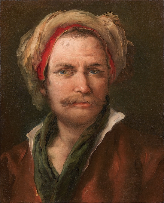Testa di orientale con baffi e turbante, olio su tela, Giovan Battista Tiepolo (Da Galleria Carlo Orsi)