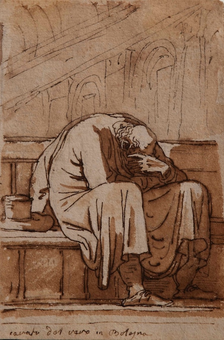Figura drappeggiata, inchiostro di china, Maurizio Nobile Felice Giani,