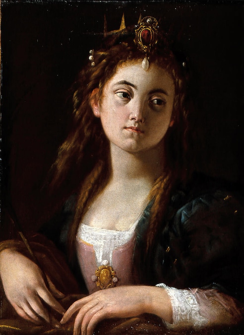 Santa Caterina d’Alessandria, olio su tela, cm 60 x 47, Giovanni Baglione (Roma, 1566 - 1643) (Da Galleria Cantore)