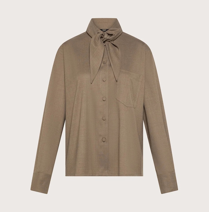 Seventy Venezia. Camicia in flanella di lana e viscosa con foulard al collo.