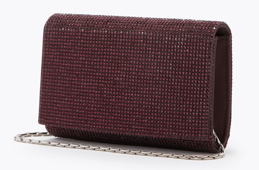 René Caovilla. Clutch in raso interamente ricoperta di cristalli applicati a mano
