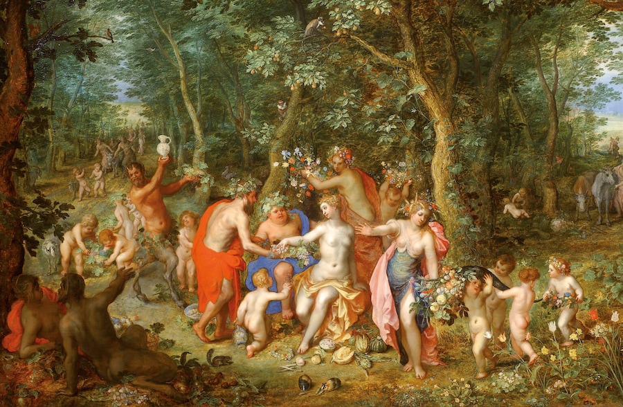 Jan Brueghel il Vecchio; Hendrick Van Balen, Allegoria dell’Abbondanza. Olio su tavola, cm 65,5 × 93 Collezione privata, Courtesy of De Jonckheere