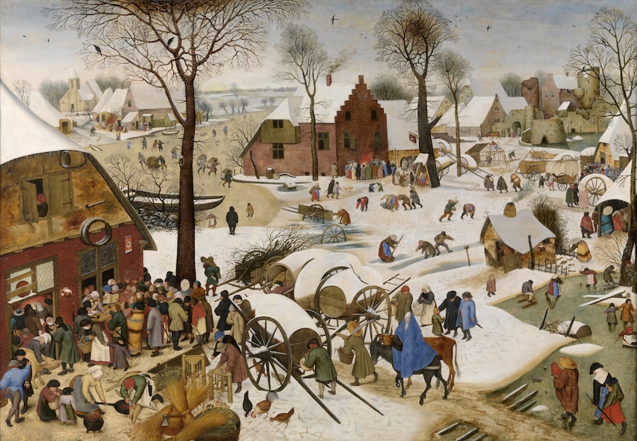 Pieter Brueghel il Giovane, Il censimento a Betlemme, data sconosciuta. Olio su tavola, cm 113,6 × 165,2 Anversa, Koninklijk Museum voor Schone Kunsten / Antwerp, Royal Museum of Fine Arts