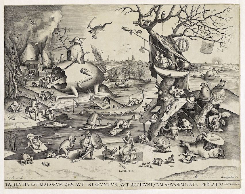 Pieter van der Heyden, da Pieter Bruegel il Vecchio, La Pazienza (Patientia), dalla serie delle Sette Virtù, 1557. Bulino. Bruxelles / Brussels, Bibliothèque Royale de Belgique