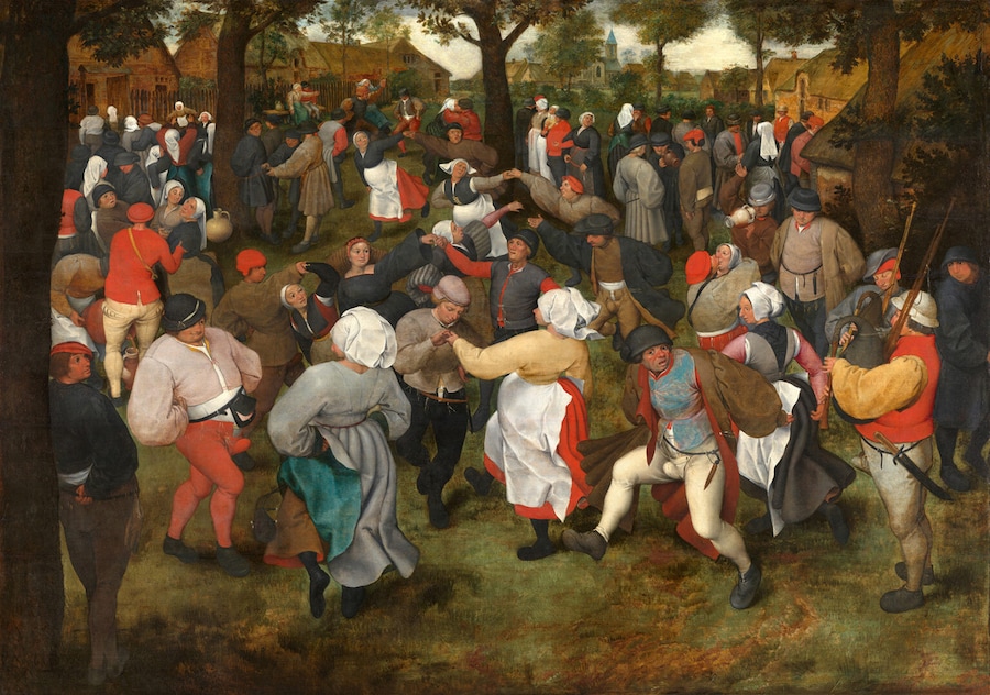 Pieter Bruegel il Vecchio, La danza nuziale, 1566 circa. Olio su tavola, cm 117,2 × 165,5 Anversa, Koninklijk Museum voor Schone Kunsten / Antwerp, Royal Museum of Fine Arts
