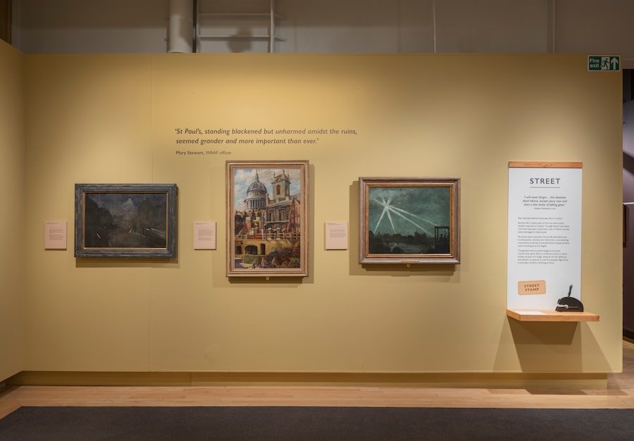 General View of Temporary Exhibition Beauty and Destruction: Wartime London in Art at IWM London, Lambeth Road. Photographed 17th March 2026