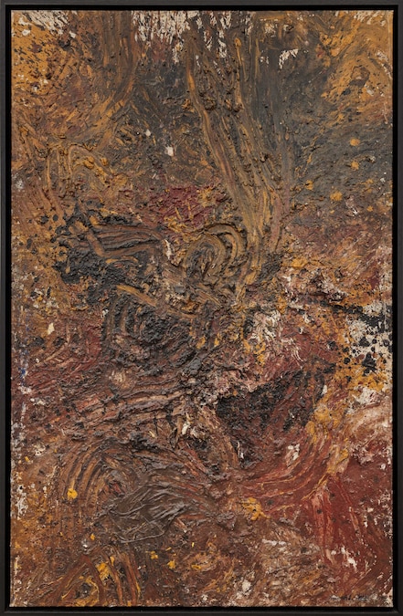 Otto Muehl (1925 – 2013) Ohne Titel, 1963 Dispersion auf Leinwand 220,5 x 141,5 cm Sammlung WIENER AKTIONISMUS MUSEUM Foto: WIENER AKTIONISMUS MUSEUM / Manuel Carreon Lopez (Bildrecht, Wien 2026)
