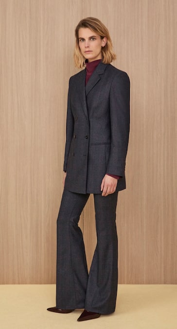 Jacob Cohen. Doppiopetto e pantaloni flare in lana microdisegnata