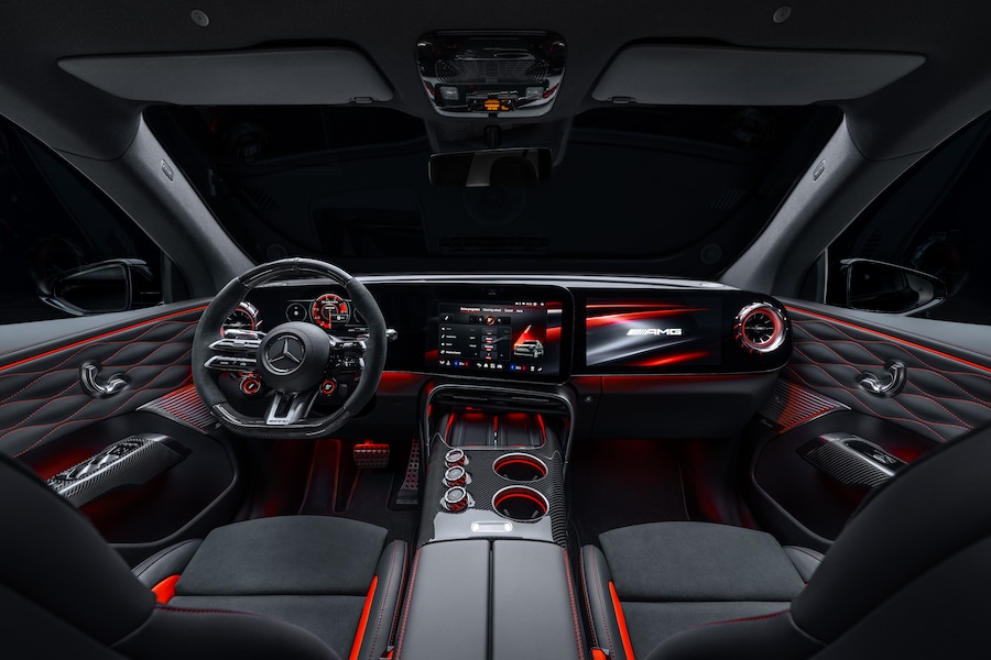 Der neue Mercedes-AMG GT SUV, Affalterbach, 2026. Mercedes-AMG GT 55 SUV | Energieverbrauch kombiniert 23,8-21,2 kWh/100 km | CO2 Emissionen kombiniert 0 g/km | CO2-Klasse: A // The all-new Mercedes-AMG GT SUV, Affalterbach, 2026. Mercedes-AMG GT 55 SUV | Combined energy consumption 23.8-21.2 kWh/100 km | Combined CO₂ emissions 0 g/km | CO₂ class: A