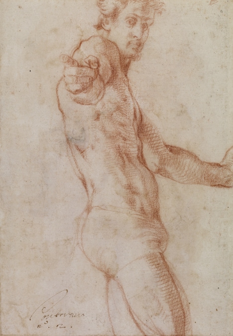 Pontormo (Jacopo da Pontormo) Nudo che alza il braccio (recto), 1525 circa pietra rossa, pietra rossa in parte inumidita sul verso (?) su carta, 281 × 195 mm Londra, The British Museum © The Trustees of the British Museum, London