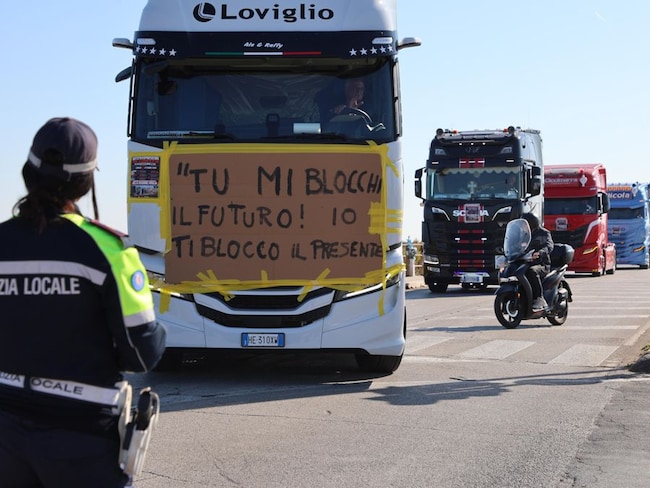 La protesta degli autotrasportatori