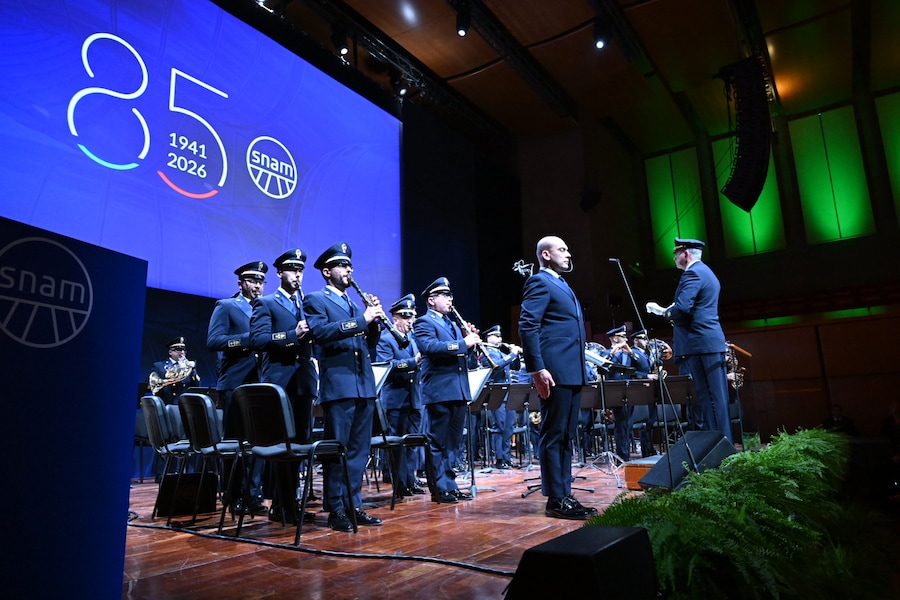 La Banda della Polizia di Stato durante l’Inno Nazionale che ha aperto la celebrazione