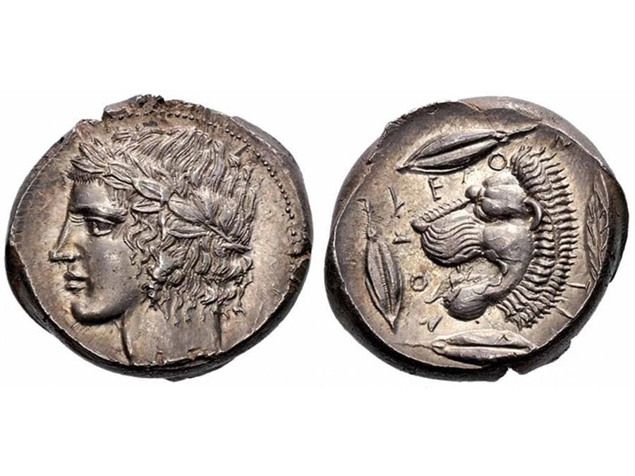 Bolaffi nel 2014 un tetradramma databile al 435-430 a.C. di Lentini, stimato 3mila euro, realizzo 3.960 euro
